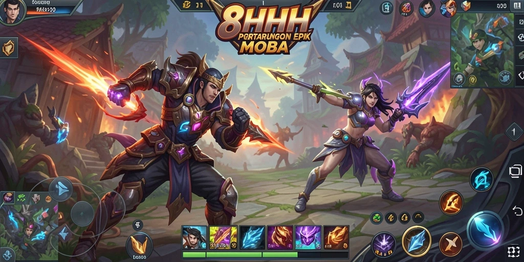 Screenshot gameplay 8HHH dengan aksi seru di arena MOBA.