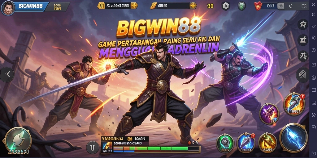 Screenshot gameplay <strong>BIGWIN88</strong> yang menampilkan pertarungan mendebarkan antar karakter.