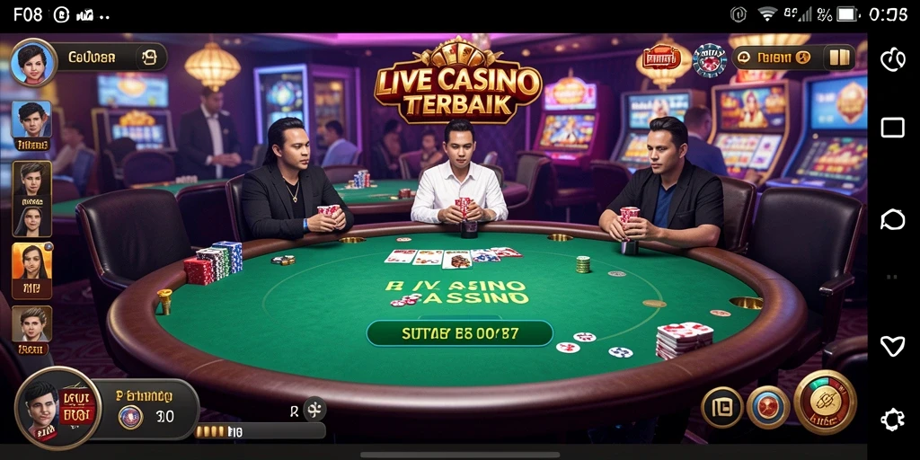 Tangkapan layar utama F08 menampilkan suasana permainan Live Casino yang mendebarkan.