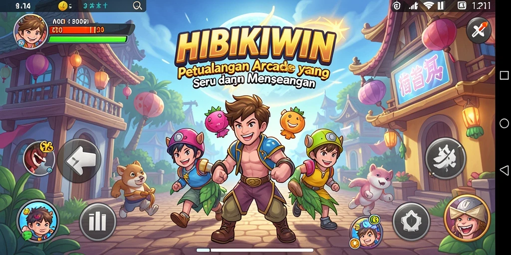 Tampilan gameplay HIBIKIWIN yang penuh warna dan seru.