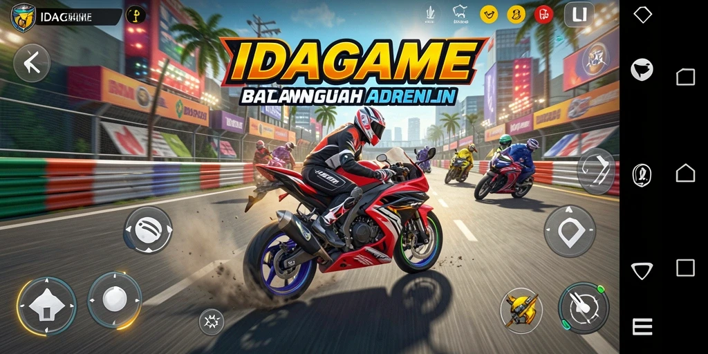 Tampilan gameplay balapan motor yang mendebarkan dan realistis.