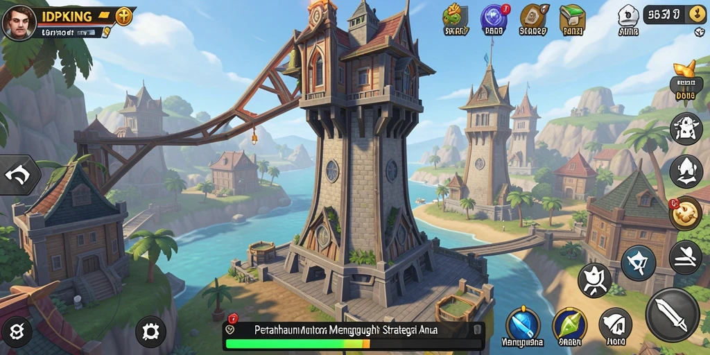 Tampilan menyenangkan dalam game Tower Defense IDPKING dengan berbagai menara.