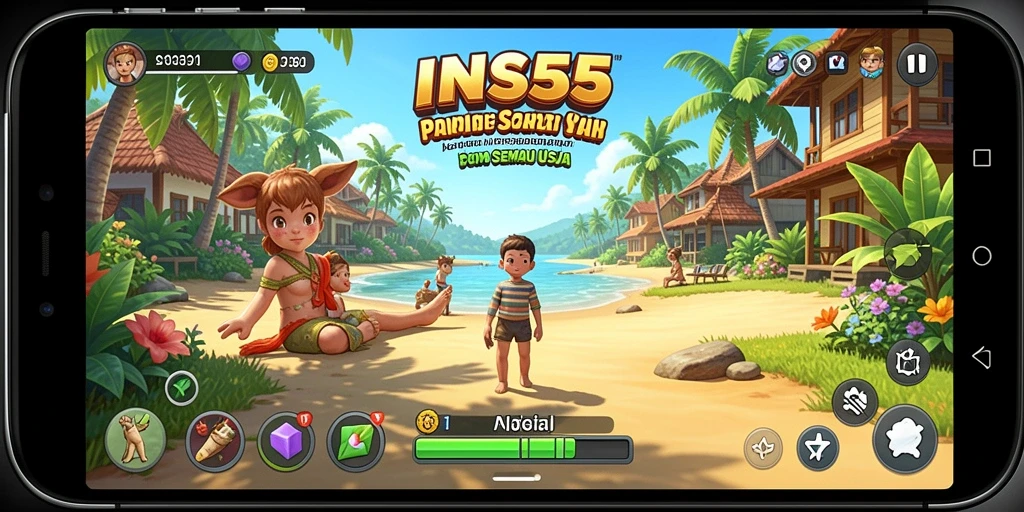 Tampilan gameplay INS55 yang penuh warna dan menarik.