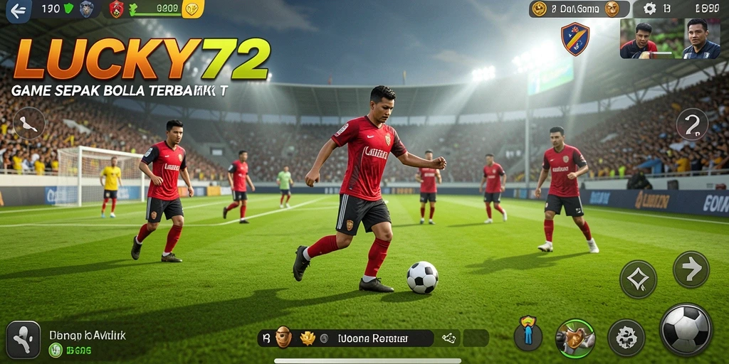 Screenshot dari gameplay LUCKY72 menampilkan aksi seru pertandingan sepak bola.