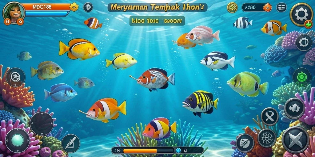 Tampilan gameplay MDG188 yang menampilkan aksi seru Tembak Ikan.