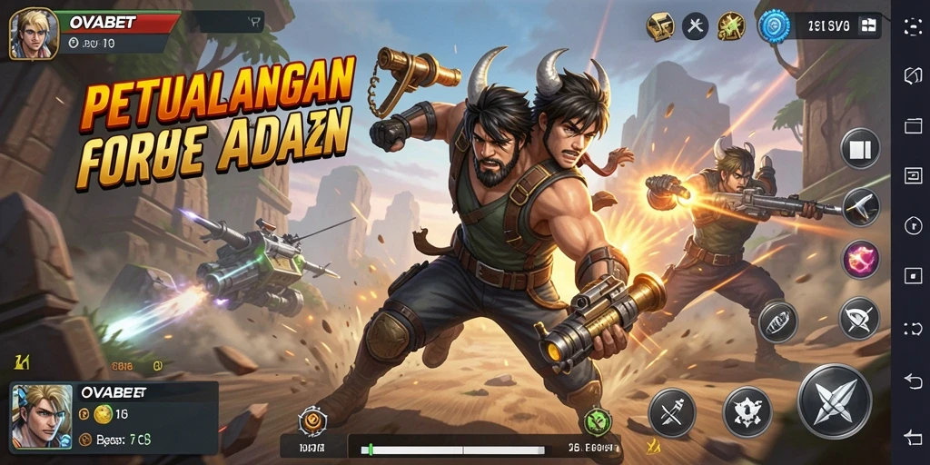 Screenshot gameplay OVABET menunjukkan pertarungan aksi yang intens dan mendebarkan.