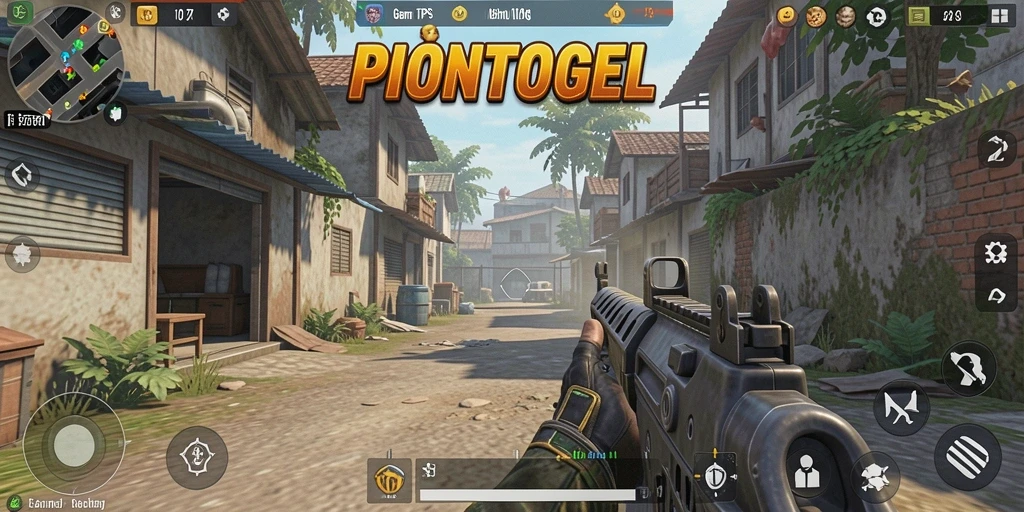 Screenshot utama PIONTOGEL menampilkan aksi gameplay TPS yang mendebarkan.