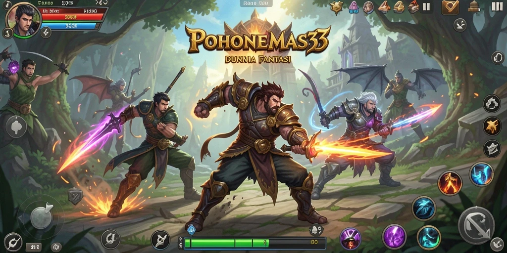 Tampilan gameplay intens dari POHONEMAS33 dalam pertarungan seru.