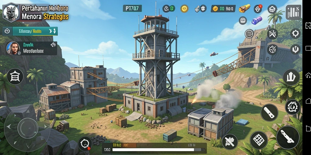 Tampilan gameplay PT707 menampilkan aksi menara pertahanan yang mendebarkan.