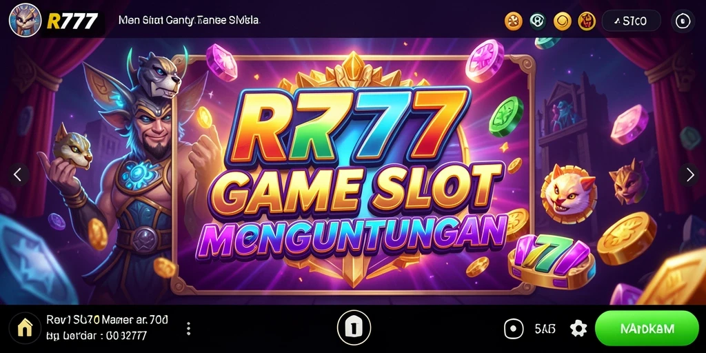 Gameplay RR777 yang menampilkan gulungan slot penuh warna dan efek menarik.