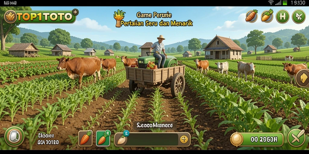 Tampilan gameplay seru dalam bertani dan merawat tanaman.