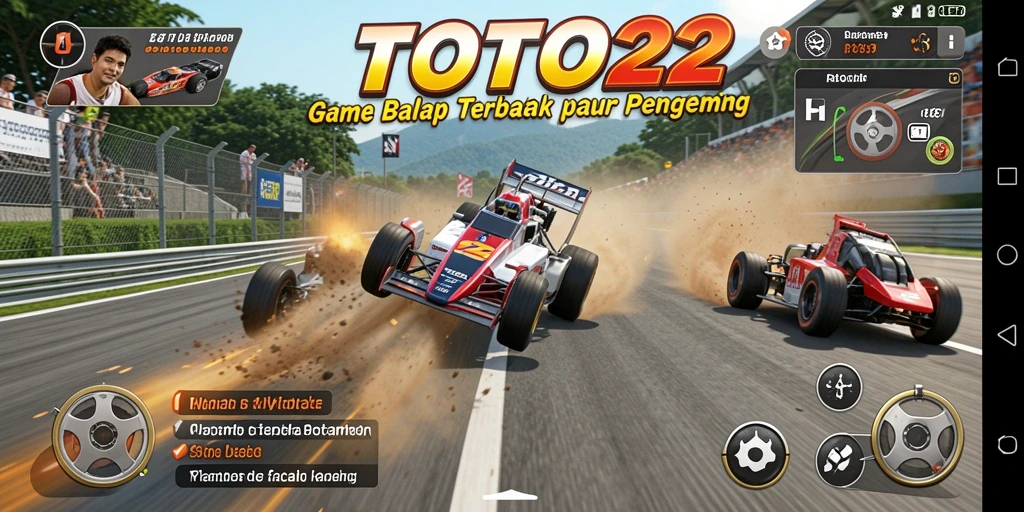 Tampilan gameplay menegangkan di balapan mobil TOTO22.